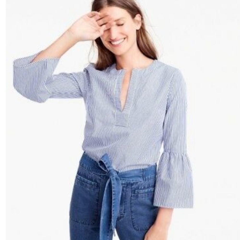 NWOT J.crew striped bell sleeve popover